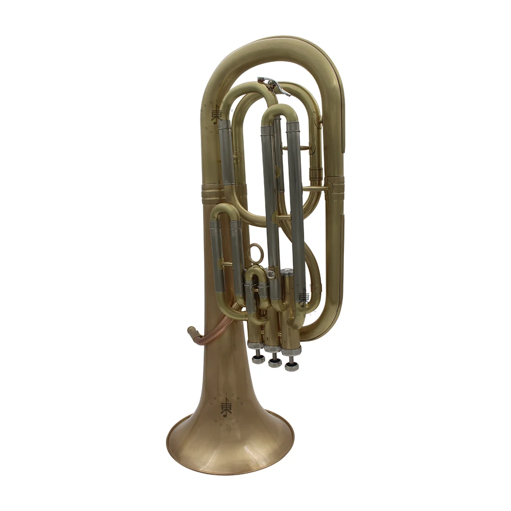 Eastern Music Pro use Clear Lacquered Bb Baritone Horn Cupronickel Tuning Pipe Gold Brass Leadpipe & bell