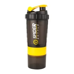 Triple Layer Protein Shaker Bottle - Premium Mixing Cup for Fitness and Hydration (Yellow)