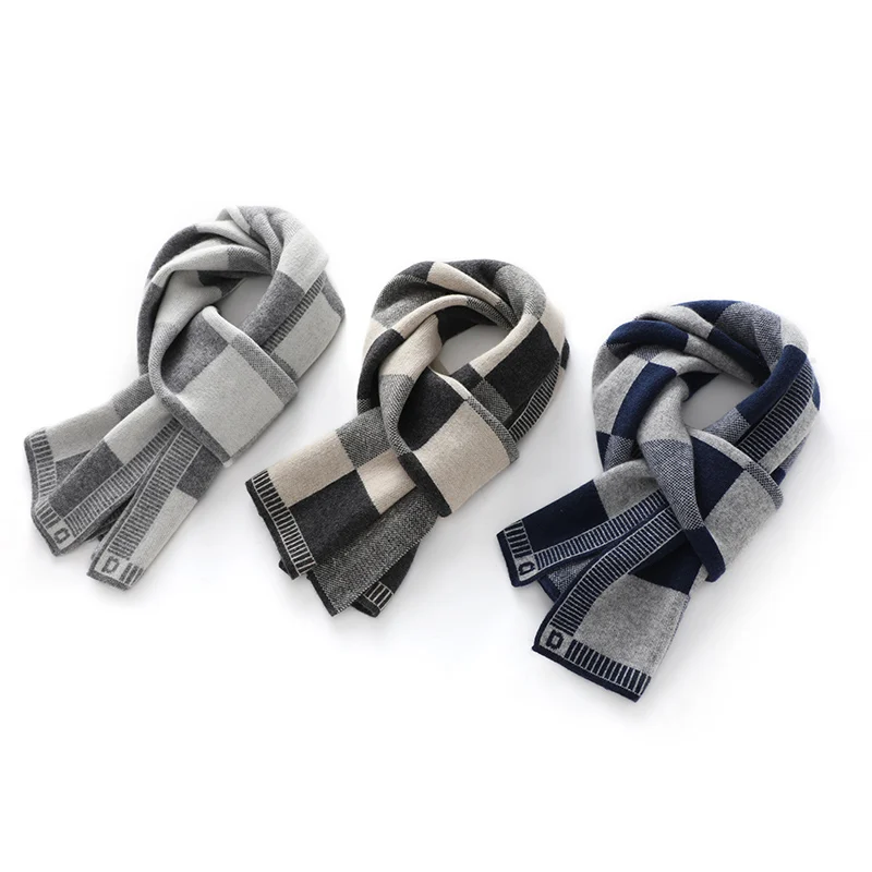 

Autumn Winter Pure Cashmere Men's Women's Thickened Scarf Simple and Versatile Warm Classic Color Checked Business Long Shawl