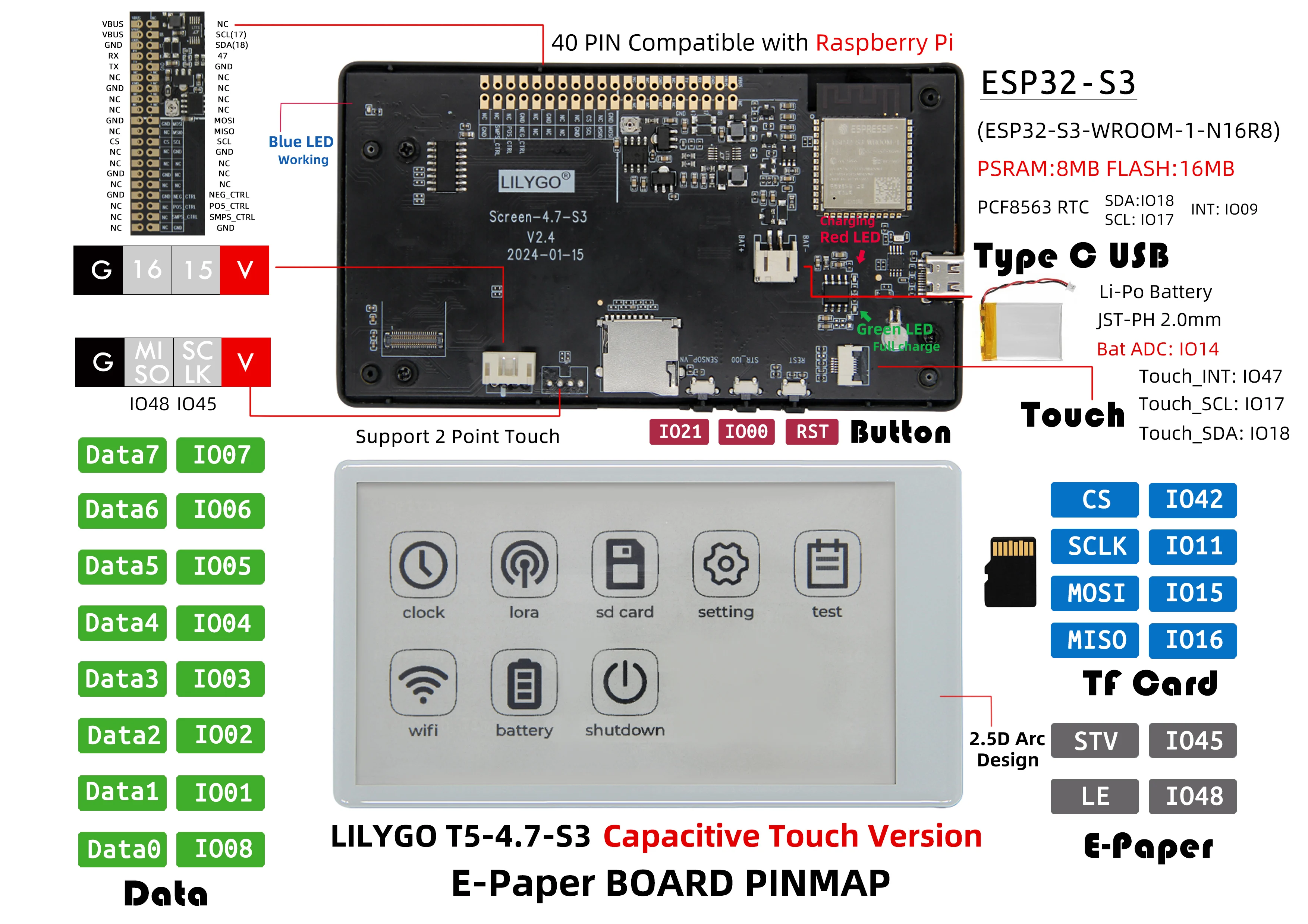 ® T5 4.7 Inch E-paper V2.3 ESP32-S3 Development Driver Board Display Module Supp