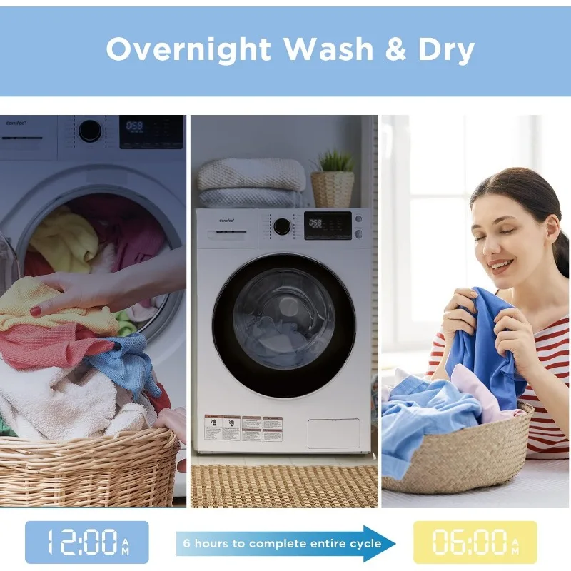 COMFEE’ 24" Washer and Dryer Combo 2.7 cu.ft 26lbs Washing Machine Steam Care, Overnight Dry 4