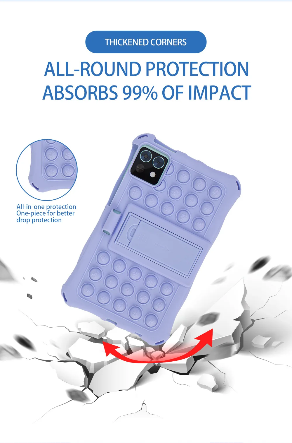 Children's Soft Silicone Tablet Cover with Stand and Strap - 8.7 Inch