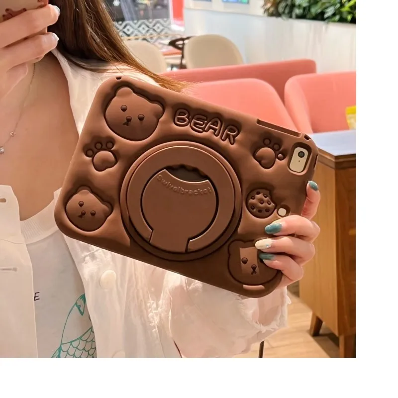 3D Bear Kids Soft Tablet Case with Pen Slot