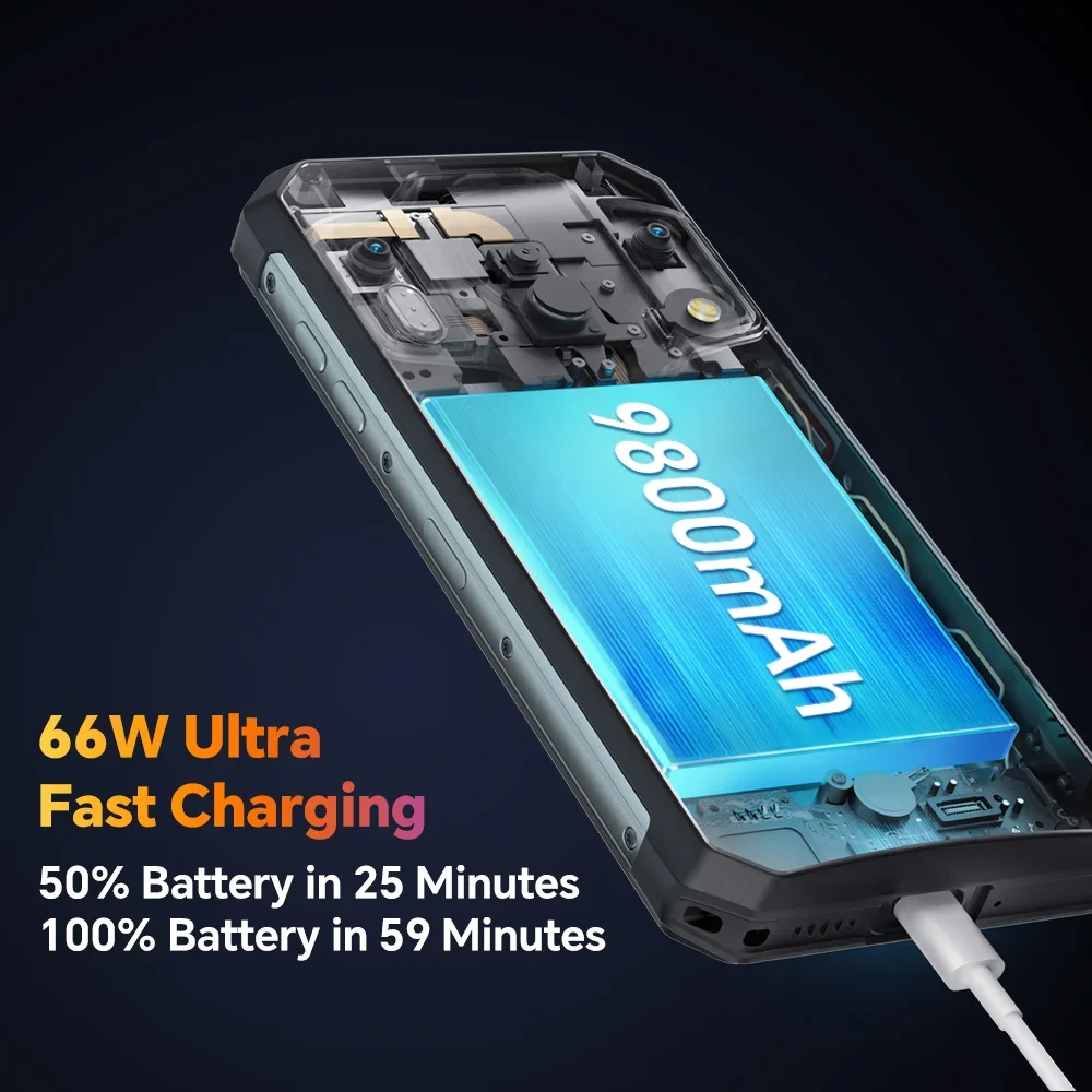 OUKITEL WP21 Ultra Rugged 5G Smartphones Octa Core 12GB+256GB 6.78Inch FHD Android 12 Mobile Phone 9800mAh 66W Fast Charging NFC