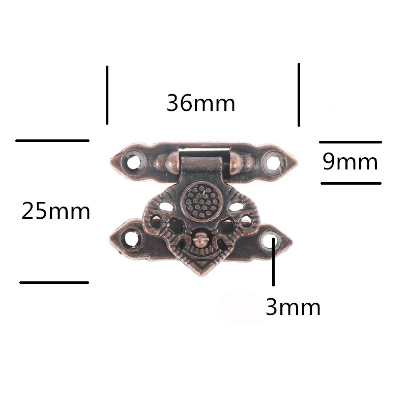 2PCS Antique Jewelry Box Padlock Hasps Latch Clasp Lock Wooden Wine Gift Box Buckle Furniture Hardware 36*25mm