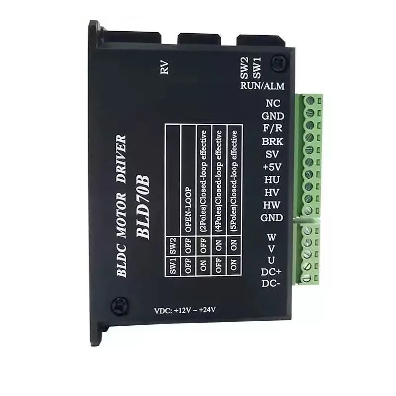 BLD-70B 브러시리스 DC 모터 드라이버 컨트롤러, 홀 제어 보드 포함, 전위차계 속도 조절 지원, 12V-24V 70W