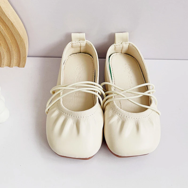 Baywell Girls Single Dance Shoes PU Leather Shallow Children's Flat Kids Baby Shoes Spring Autumn Solid Color Flats Shoe