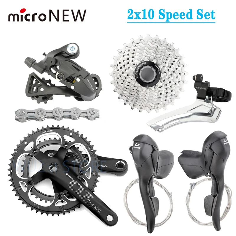 MicroNEW 2x10 Speed Groupset Road Bicycle Shifter Lever Rear Derailleur