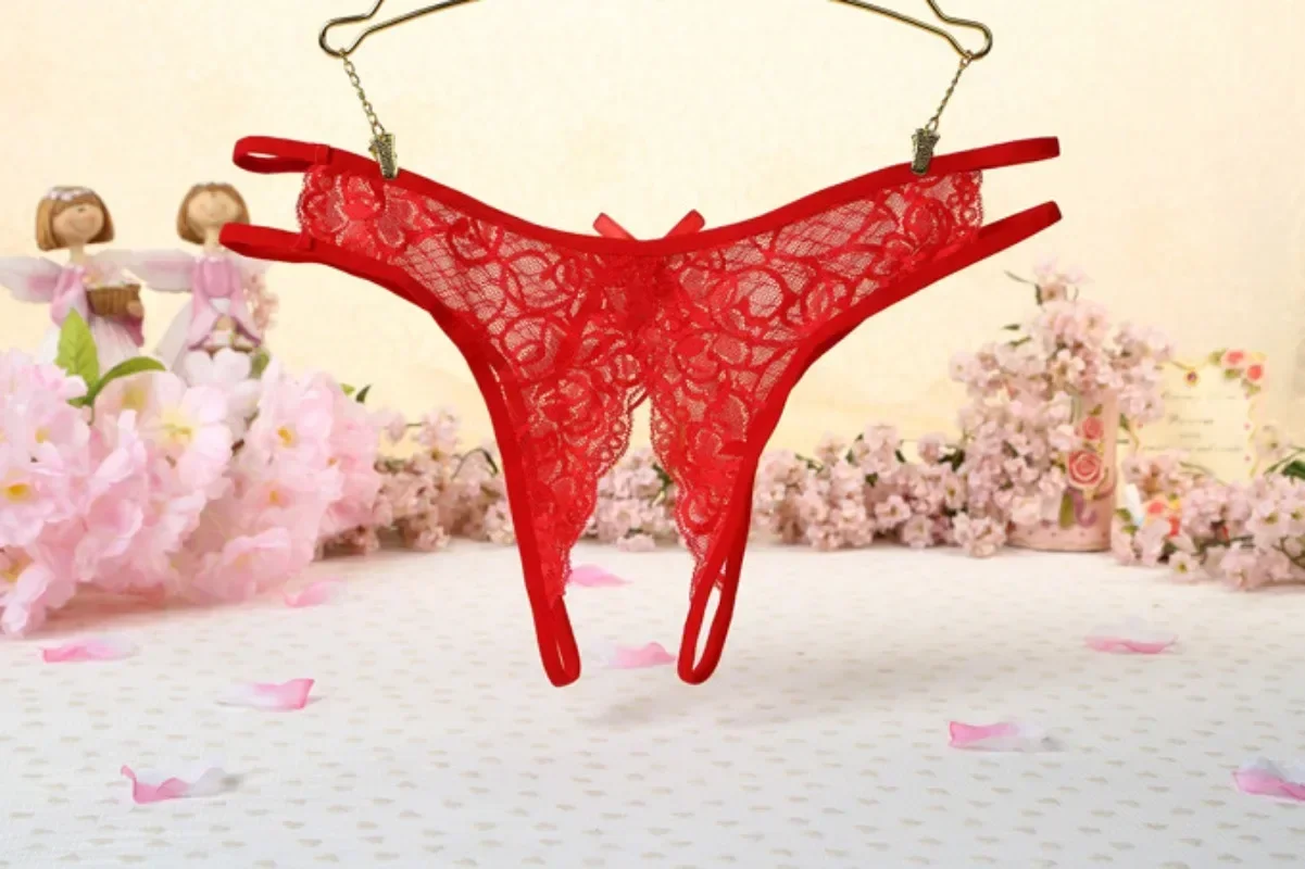 Women Panties Female Underwear Seamless Panties Cotton Panties Lace Panties Womens Underwear Brazilian Underwear Crotchless Bowknot Sexy Thong Temptation Sheer For Women