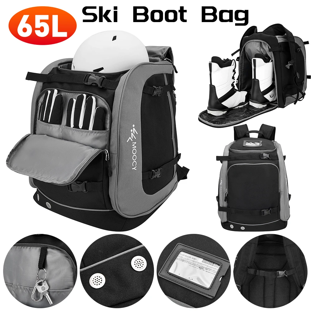 65L Ski Boot Bag Outdoor Sport Backpack Oxford Helmet Pocket Adjustable Clothing Storage for Hiking Climbing