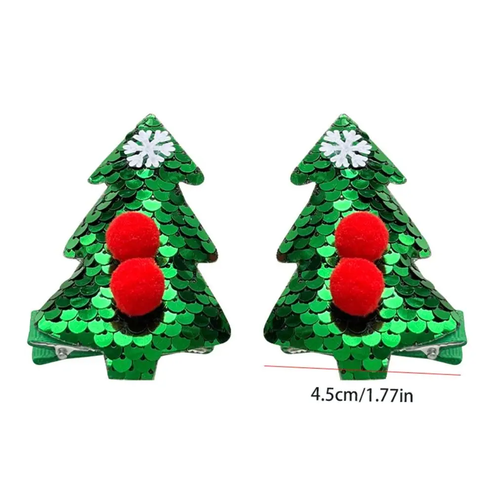 Merry Christmas Decor Christmas Hairpin Sequin Deer Horn Children Antler Hair Clip Christmas Tree Plush Duckbill Clip Children's