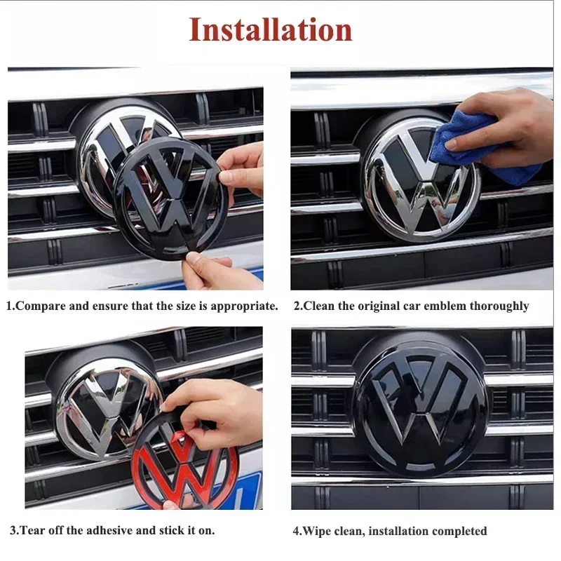 폭스바겐 VW 골프 5 6 7 7.5 8 MK5 MK6 MK7 MK8 폴로 파사트 B8 시로코용 ABS 자동차 전면 그릴 엠블럼 리어 트렁크 배지 로고 2개
