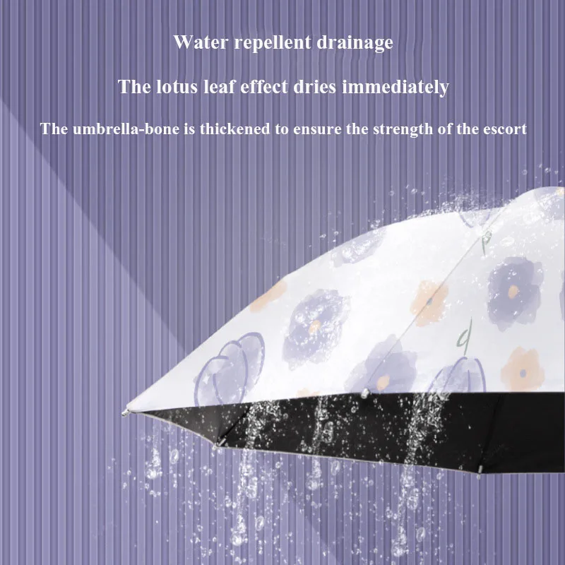 Umbrella Fully Automatic Sunshade Umbrella for Rain and Rain Dual Use Black Rubber Sunscreen and UV Protection Folding