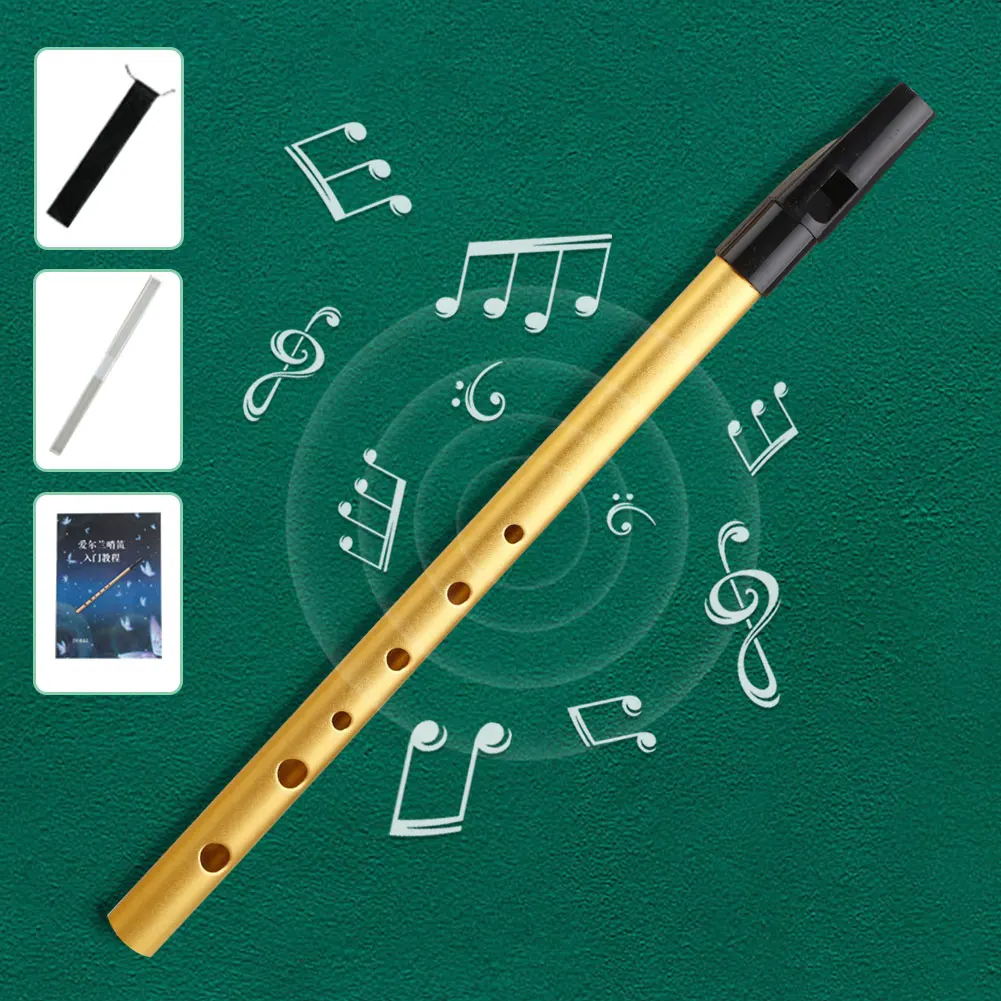C/D Key 6 Holes Irish Whistle Flute Whistle Flute with Dustproof Bag Musical Instruments Metal Ireland for Gift