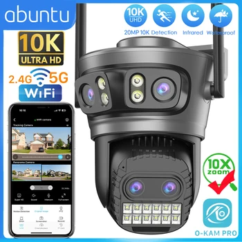 20MP 10K Wifi Camera Four Screens 360°No Dead Angle Ultra Long Range 10X Zoom Outdoor Surveillance Camera HD 5G Security Camera 1