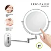 Bathroom White Smart Makeup Mirror 8-inch Folding LED Makeup Mirror 3X Magnification Double-sided Battery Mirror 3