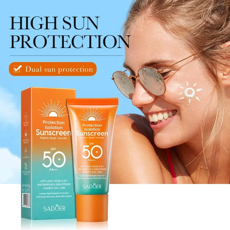 Anti-UV/UVB Repair Isolation Sunscreen Whitening Waterproof Sweatproof SPF50+PA+++ 50g