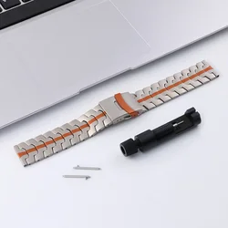 Stainless Steel Band - Premium 22mm Metal Bracelet Watch Strap for OnePlus Watch Lite (Titanium Orange)