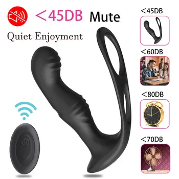 Male Prostate Massage Remote Anal Vibrator 10 Speeds Delay Ejaculation Cock Ring Testis Stimulate Anus Plug Butt Adult Sex Toys 5