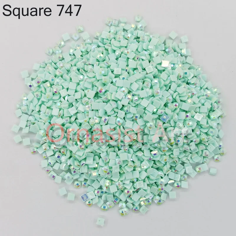 DMC600-772 AB Stones Shining Square Drills Diy Diamond Painting Cross Stitch Embroidery Rhinestones Colorful Mosaic Stones