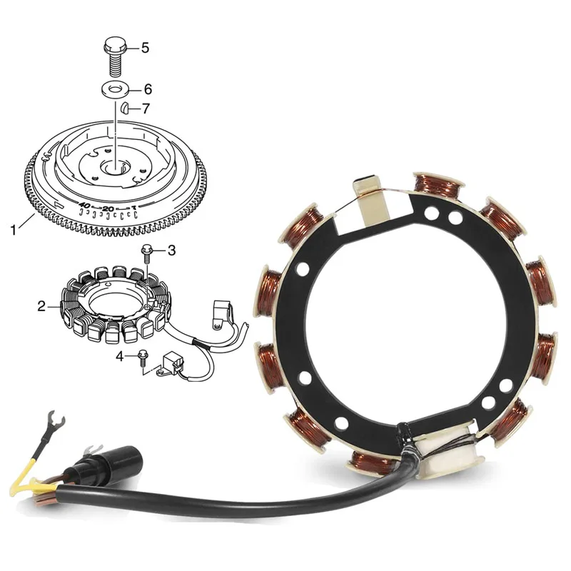 1733536 Stator For Johnson Evinrude For Cross Flow Engines 65/80 Jet