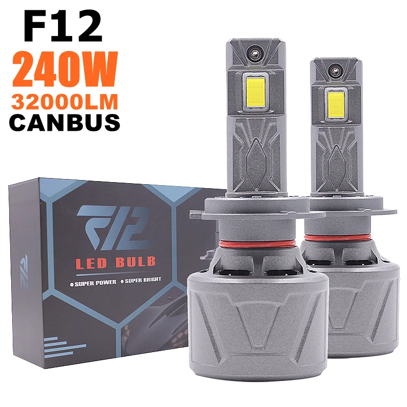 หลอดไฟหน้ารถยนต์ LED F12 220W 32000LM รุ่น H7 H4 H11 9005 9006 HB3 HB4 แบบทองแดงคู่ H13 9004 9007 ไฟหน้ารถยนต์ LED 2 ชิ้น 1