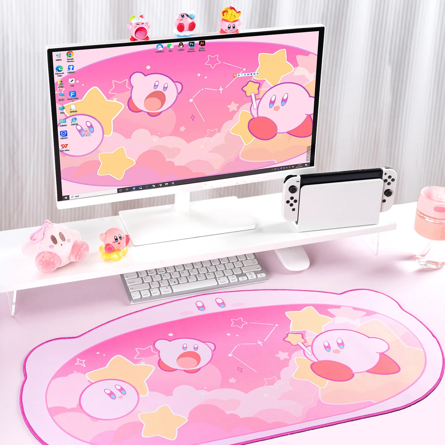 Yocore-kawaii Anti-deslizamento à Prova d Água Mouse Pad Esteira de Mesa Esteira de Mesa de Escritório Jornada Estrela Rosa Tamanho Grande 75x40cm - Imagem 2
