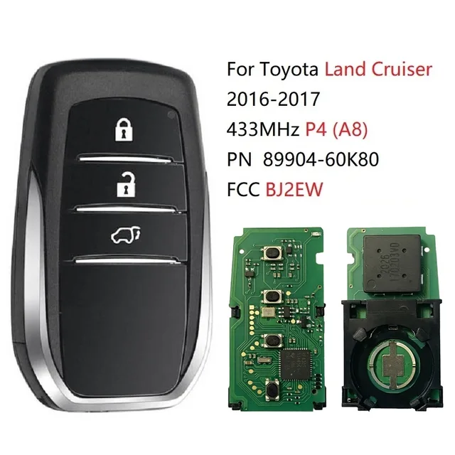 Toyota Land Cruiser 2016-2017 Smart Key 3 Buttons 433MHz BJ2EW 89904-60K80 1