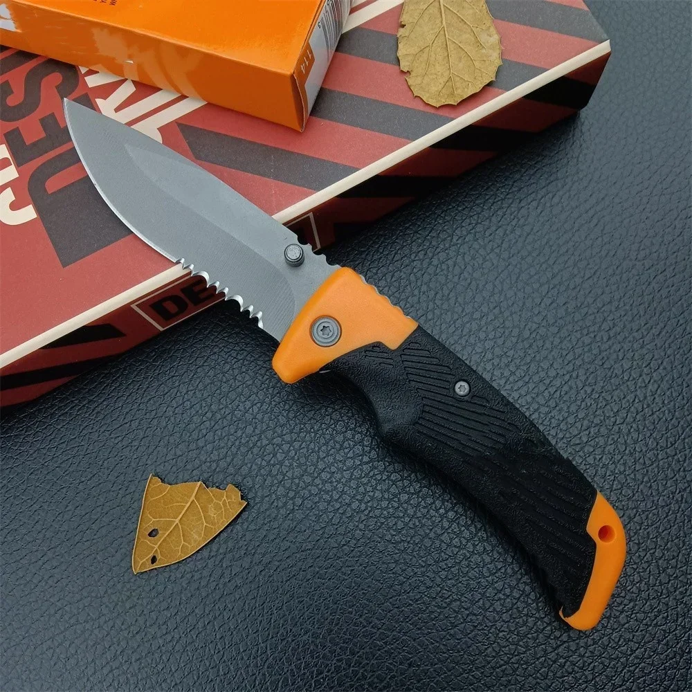 Description Picture 3 of itemHigh Quality Serrated Blade Folding Knife 8Cr13Mov Steel Rubber Handle Military Outdoor Hunting Knives Camping Survival EDC Tool