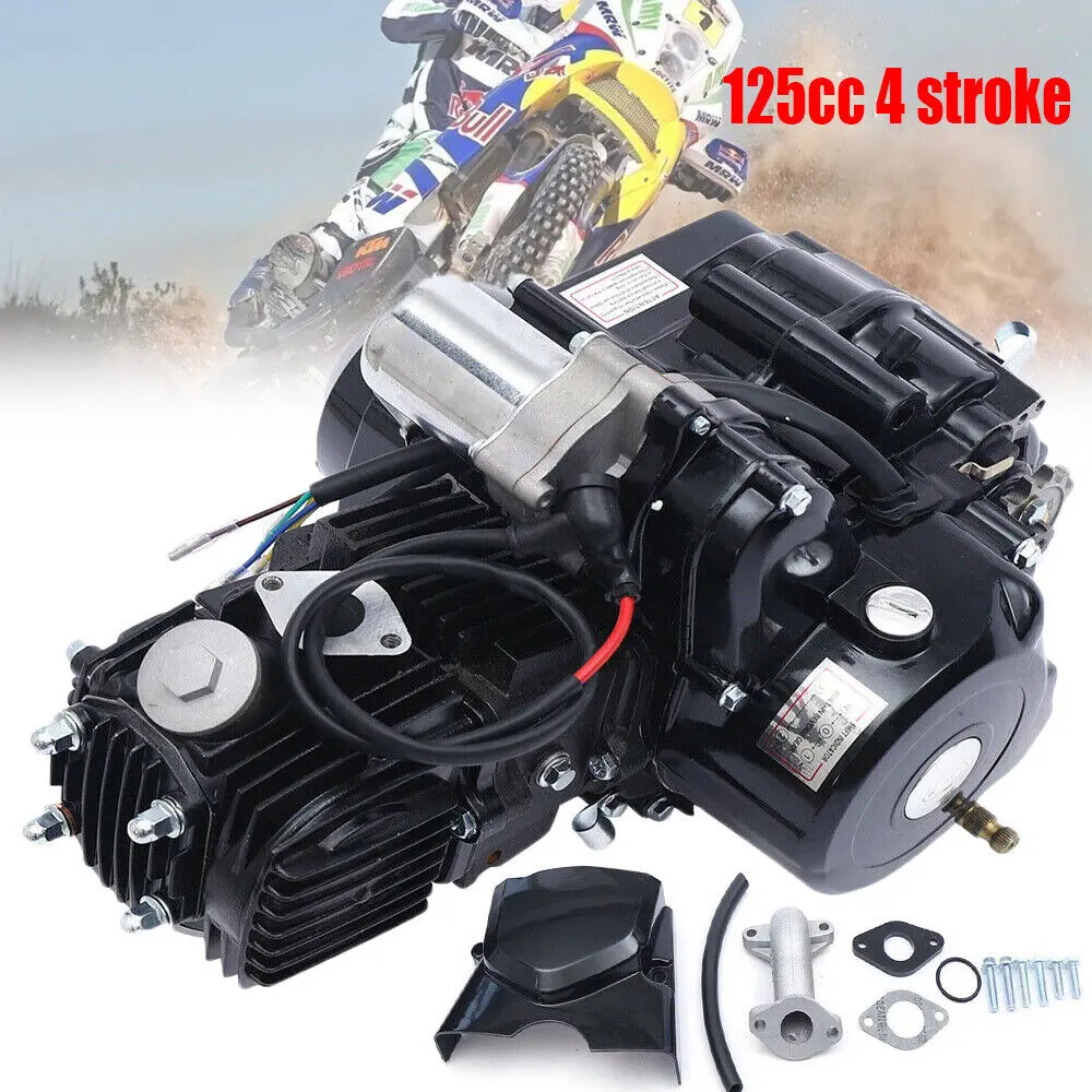 125cc 4stroke ATV Engine Motor Semi-Auto w/Reverse Electric Start Single Cylinder CDI for GO Karts