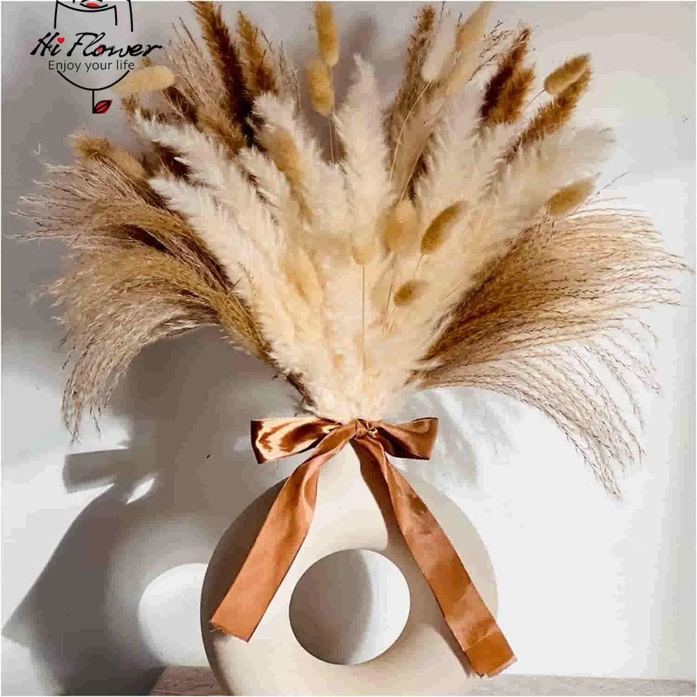 

Dried Flowers Pampas Grass Bouquet Boho Home Decor Artificial Flower Party Supplies Fluffy Rabbit Tail Grass Wedding Decoration