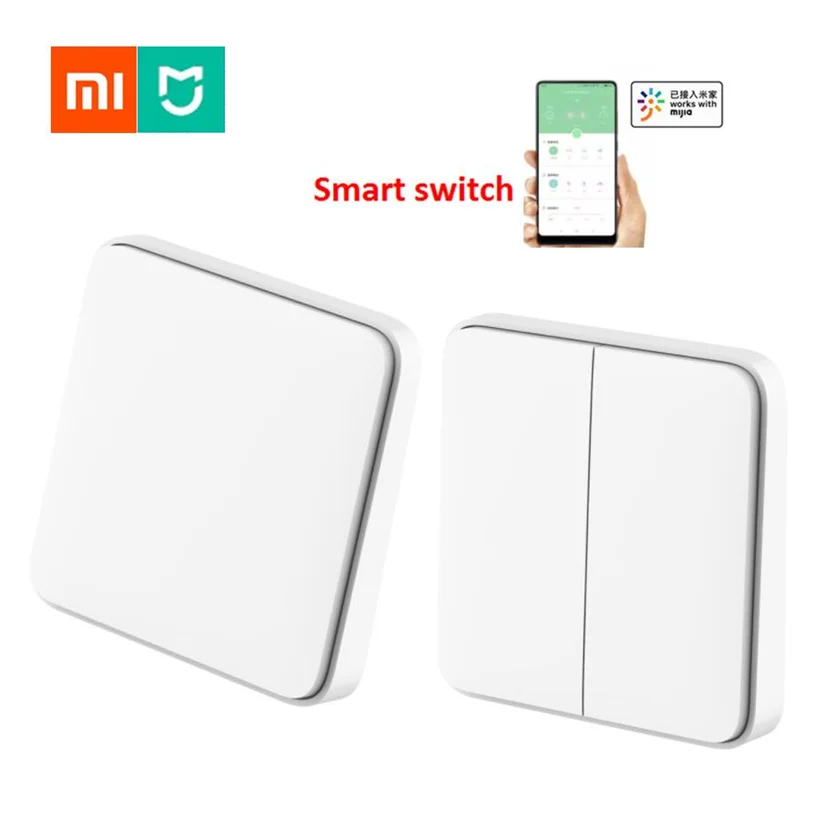  Xiaomi Mijia Smart Wall Switch Single/Double Key Single Control Work For mi Smart Home App Control OTA Upgrade Smart Linkage 