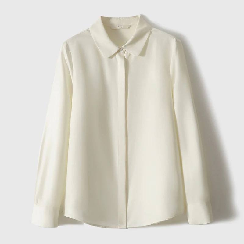 Women's New Spring Autumn Solid Color Turn-down Collar Single-breasted Fashion Simplicity Versatile Loose Long Sleeved Shirt Top