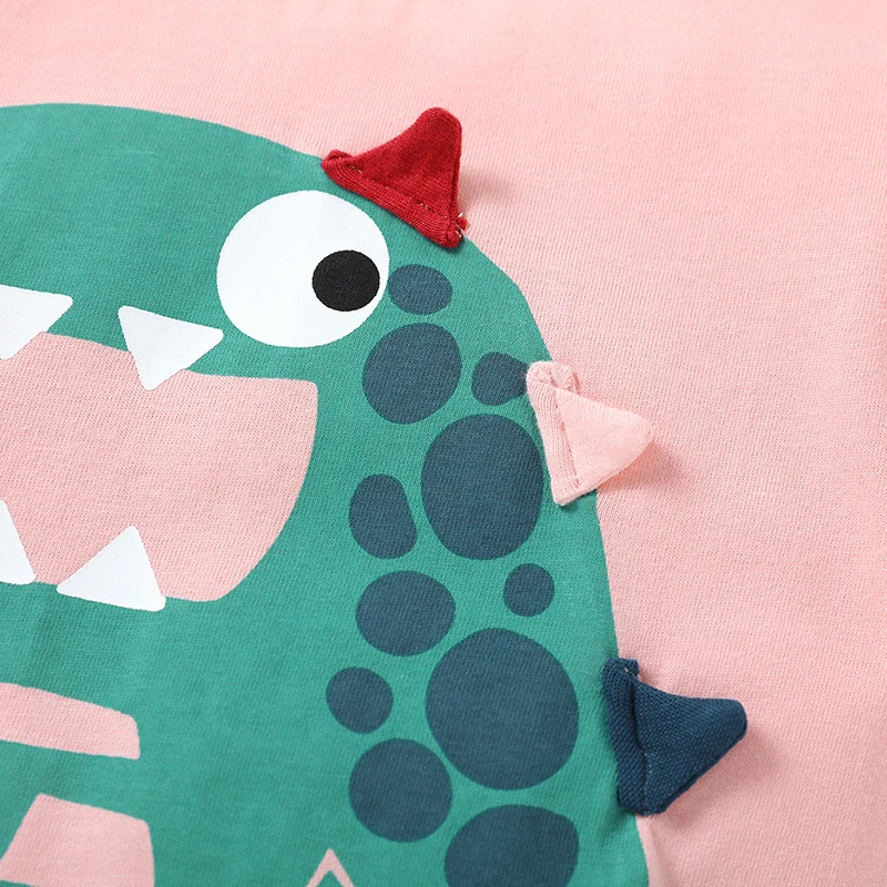 2-7t Summer Boys T-Shirt New Baby Boys Animal Dinosaur Appliques Cotton Children Tops Tees for Kids Clothes