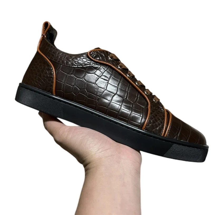

Luxury Men's Stone Grain Leather Shoes Fashion Design Sneakers