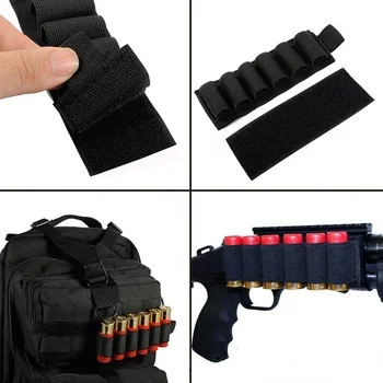 Accessori da caccia: supporto per guscio per fucile a 6 anelli, borsa per cartucce calibro 12, stock per fucile, porta proiettili, velcro