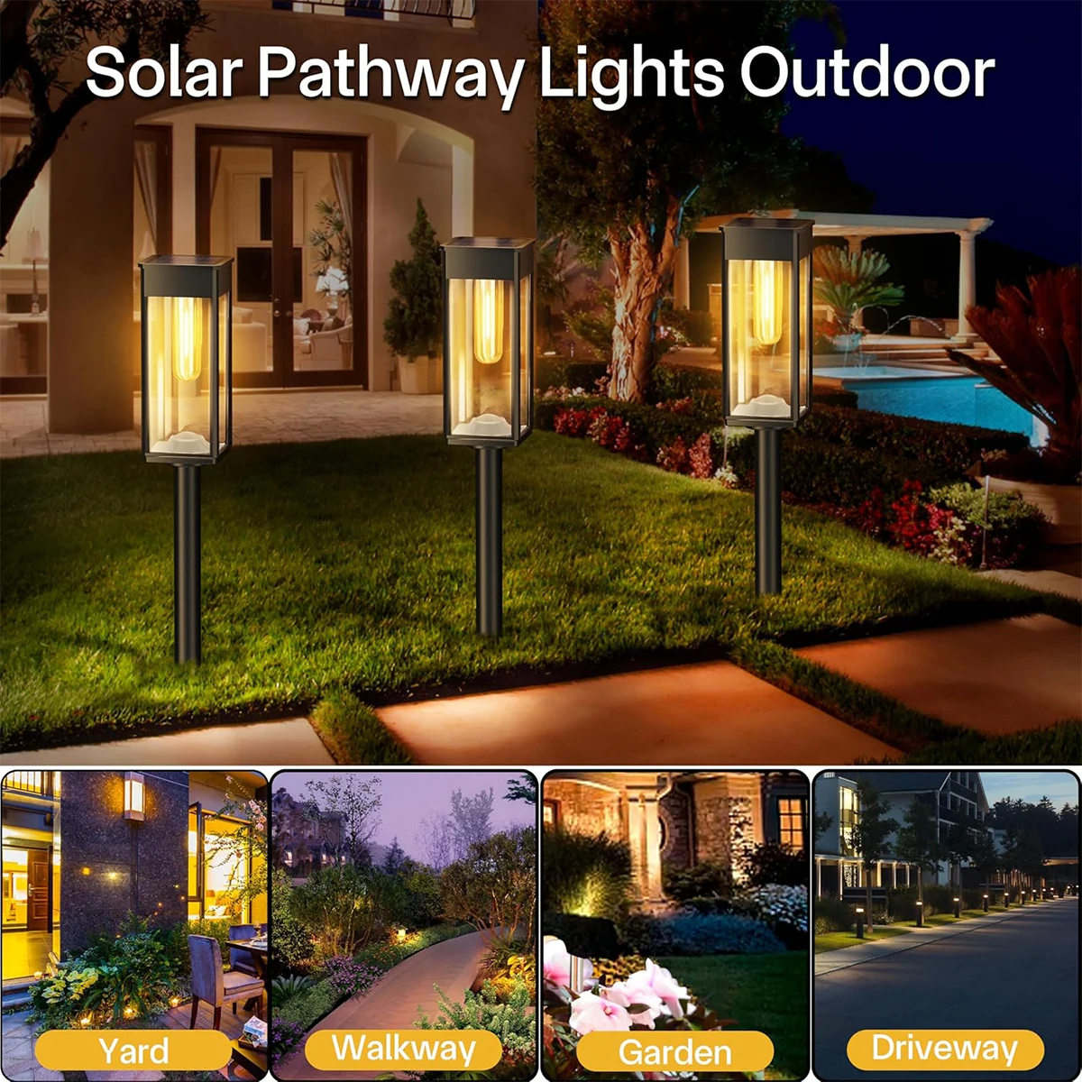 4pcs Solar Pathway Lights Outdoor Bright Solar Lights Outdoor Garden Powered Landscape Lighting For Yard