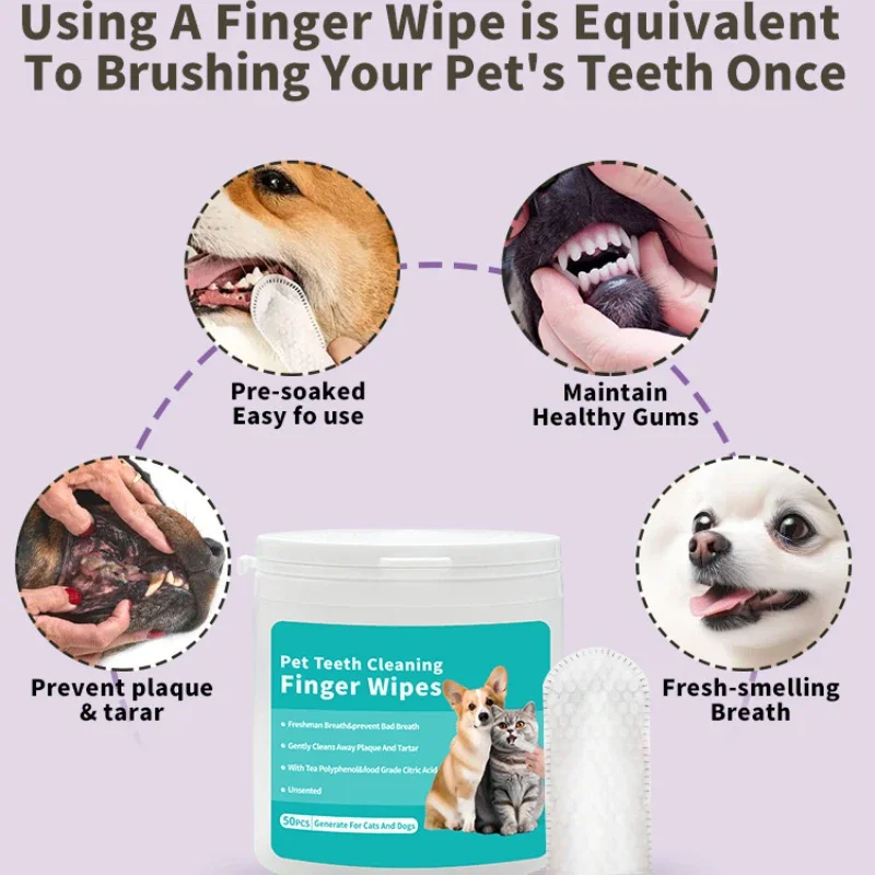 Pet Finger Wipes Tooth Ear Cleaning Wipes Ear Care Fingertips Mite Removal Disposable Cleaning Pet Products Health