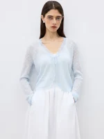 ZIQIAO Petite Size Self-made V-neck Light Knitted Cardigan for Women 2025 Spring New Versatile Casual Elegant Tops 25ZQ91160 1