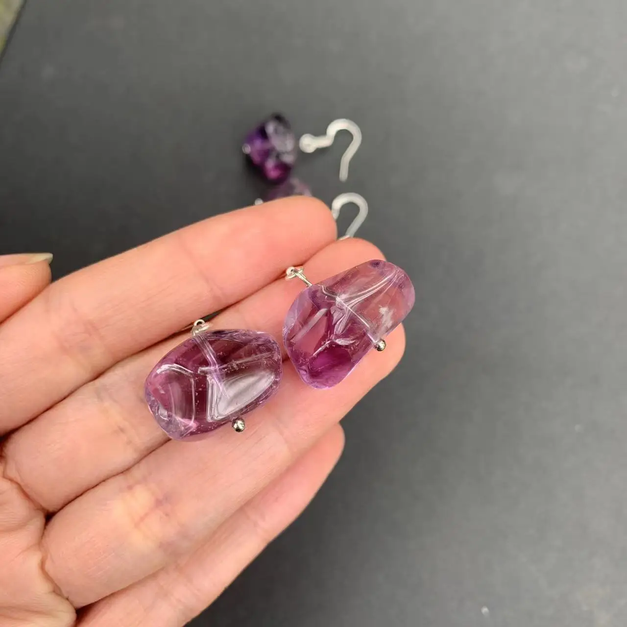 Natural Amethyst Earrings Silver 925 Hanging Earrings Original Gemstone Women High Quality Jewelry Design Handmade