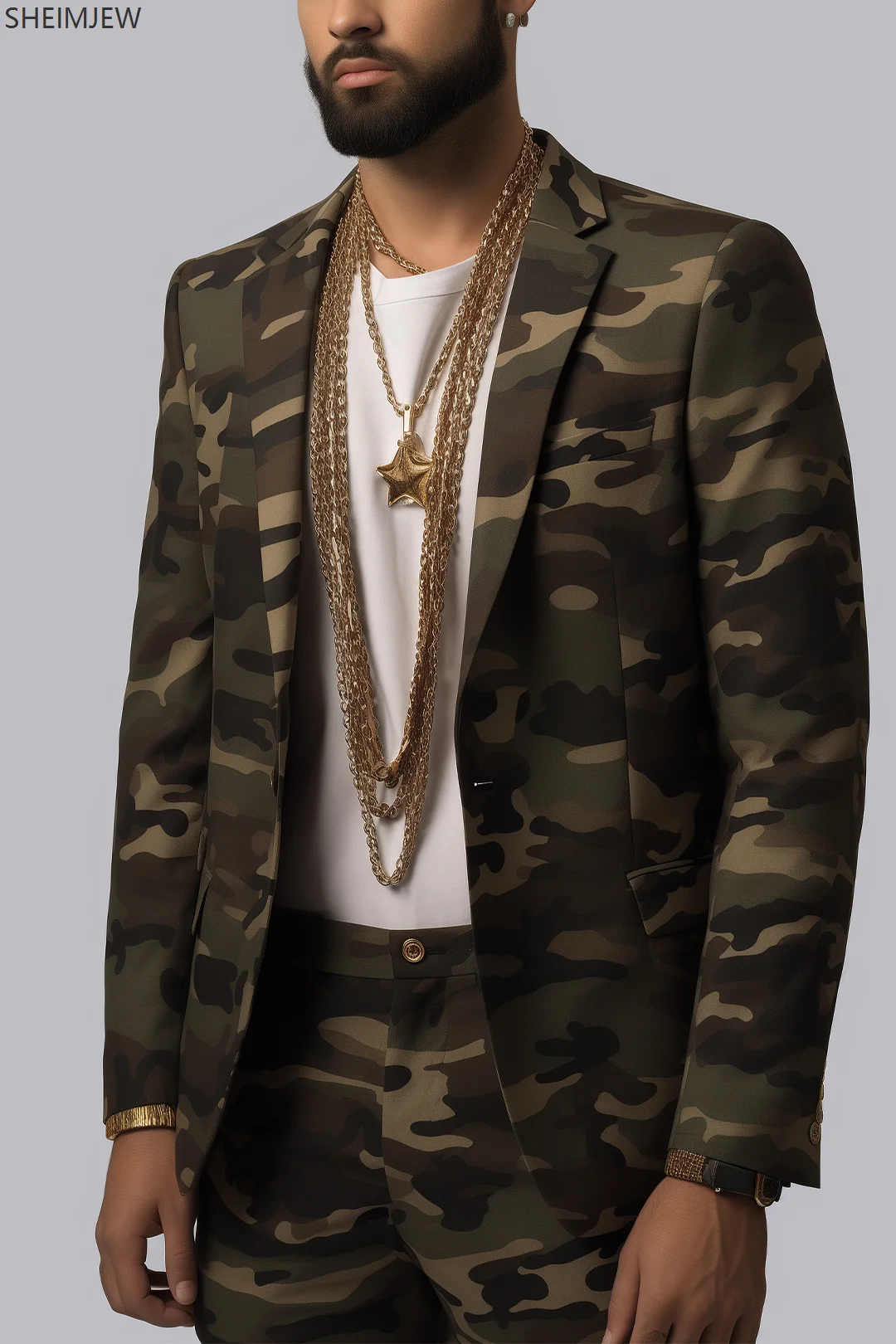 Suit Men Fashion Camouflage Adult Role Play Leopard Suit Dress Casual Slim Fit Printed Jacket Pants Evening Dress Set