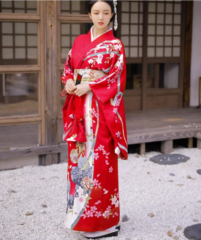 

Japanese Cherry Blossom Photography Kimono Goddess Girl Annual Meeting Bathrobe Japanese Material Work Uniform