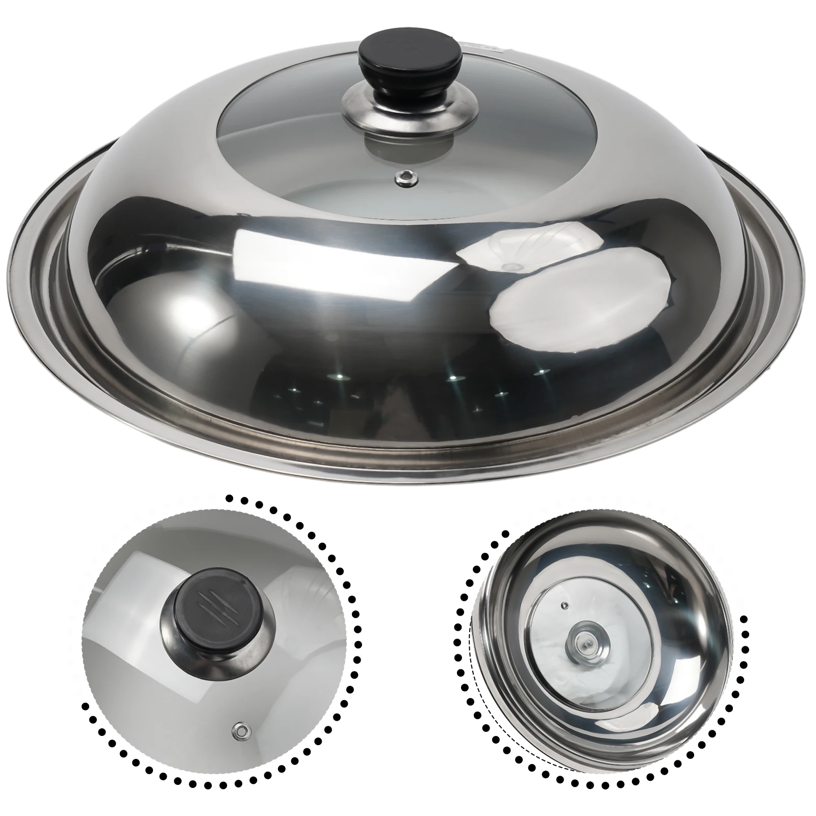 Stainless Steel Pot Lid Heightening Thickening Wok Steamer Electric Pot Lid Visible Cover Cookware 28cm 30cm 32cm 34cm 36cm 38cm images - 6