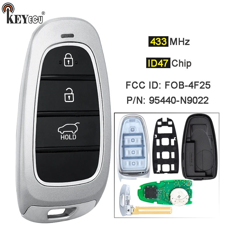 

KEYECU 433MHz ID47 Chip PN: 95440-N9022 FCC ID: FOB-4F25 Keyless GO Smart Remote Key Fob for Hyundai Tucson 2022 2023 2024