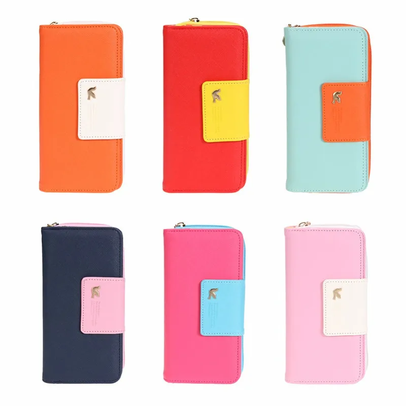 Fashion Two-Fold PU Leather Women's Long Wallet Zipper Hasp Coin Purse Female Clutch Phone Money Bag ID Credit Card Holder