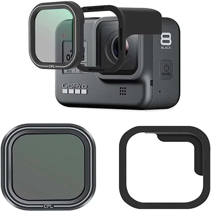 Магнитный фильтр Telesin CPL защитный нейтральной плотности для GoPro Hero 8 черные