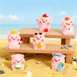 Charming Pink Pig Resin Figurines - Kawaii Miniature Home & Garden Decor Ornaments - 30pcs (Random)