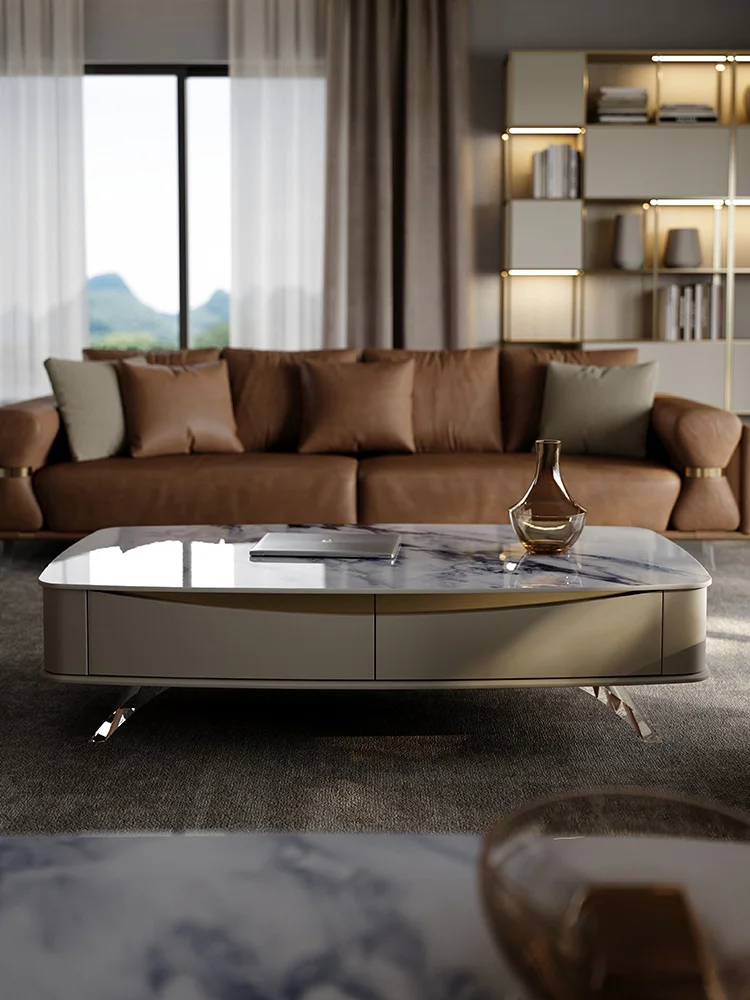 

Светильник фейный столик в итальянском стиле, Роскошный каменный столик, большая мебель высокой четкости для гостиной, новинка 2022, прямоугольный кофейный