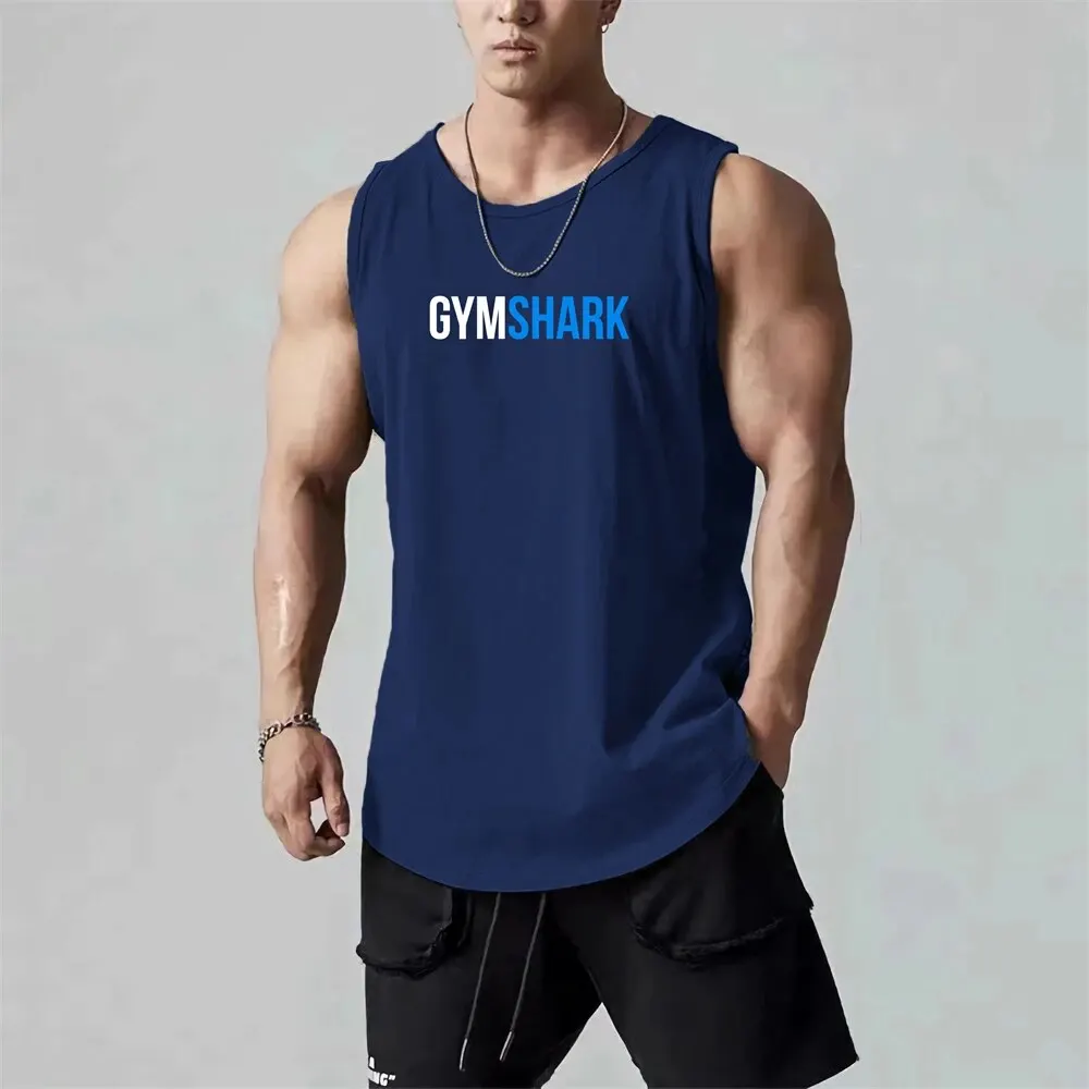 Men's Clothing Summer Gym Tank Tops Sportswear Workout Fitness O Neck Sleeveless T Shirt Basketball Quick-Drying Breathable Vest