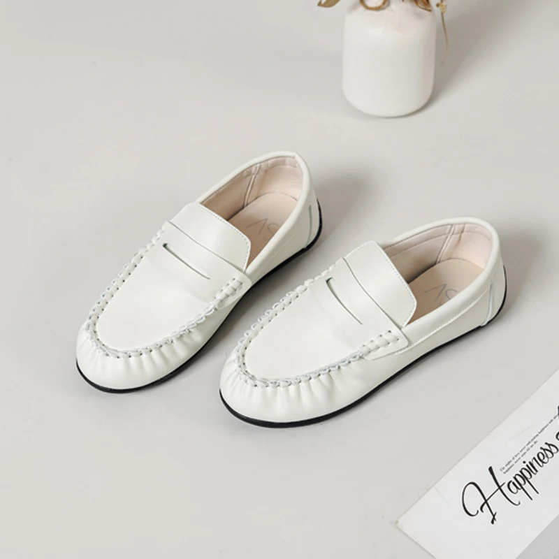 Spring Kids Shoes Children Casual Shoes Baby Girls Slip On Penny Loafers Toddler White Fashion Flats Boys School Moccasin New 3